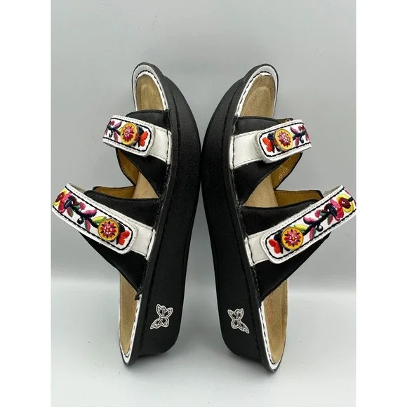 Alegria Floral Embroidered Clara Slides Sandals EU 38 US 7.5 Leather Slip Ons - Picture 3 of 16